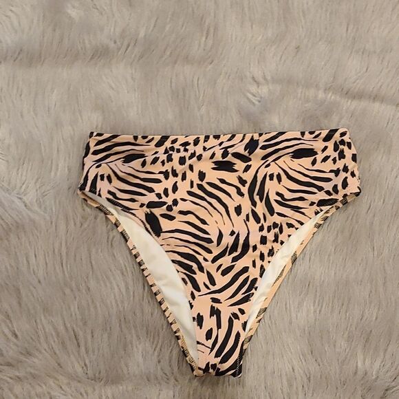 Shade and shore womens high waisted cheeky  animal print swimsuit bottoms size s - Picture 1 of 3